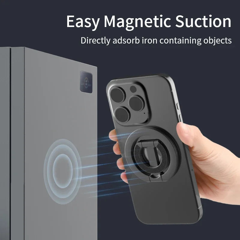 MagSafe-Compatible Magnetic Ring Phone Holder – 360° Rotating Stand & Grip for iPhone & Android
