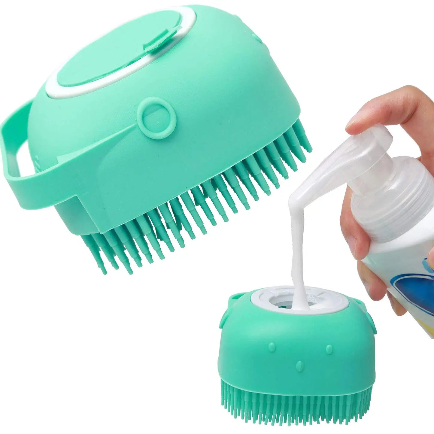 2-in-1 Silicone Pet Shampoo Brush & Massager | Dog & Cat Bath Scrubber