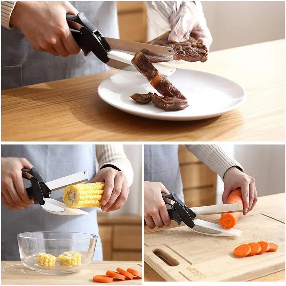 2-in-1 Clever Kitchen Scissors with Cutting Board – Spring & Circlip Models