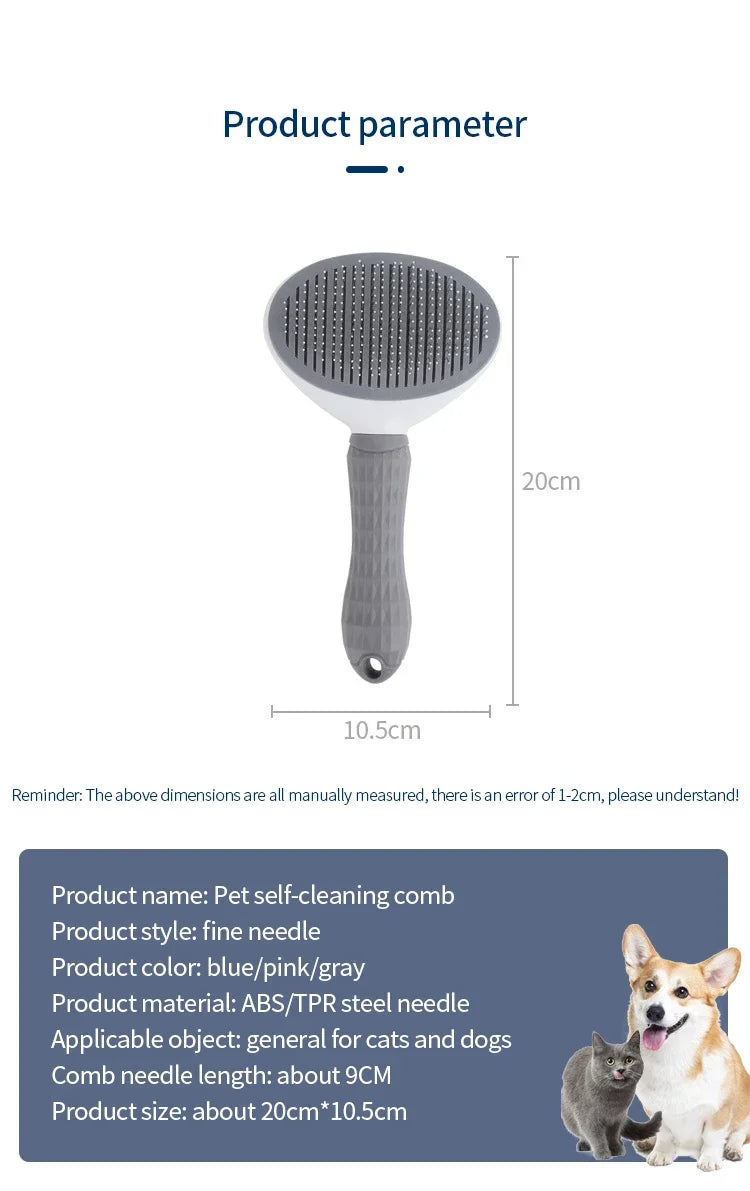 Self-Cleaning Pet Grooming Brush – Stainless Steel Comb for Cats & Dogs