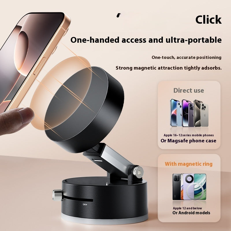 Foldable Magnetic Vacuum Car Phone Holder – Strong Suction Cup Mount for Dashboard, Mirror & Glass | Hands-Free Universal Stand