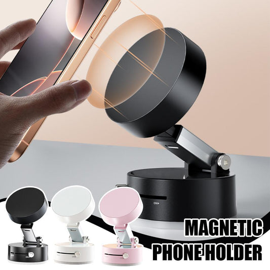 Foldable Magnetic Vacuum Car Phone Holder – Strong Suction Cup Mount for Dashboard, Mirror & Glass | Hands-Free Universal Stand