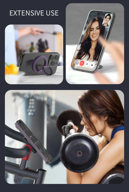 MagSafe-Compatible Magnetic Ring Phone Holder – 360° Rotating Stand & Grip for iPhone & Android