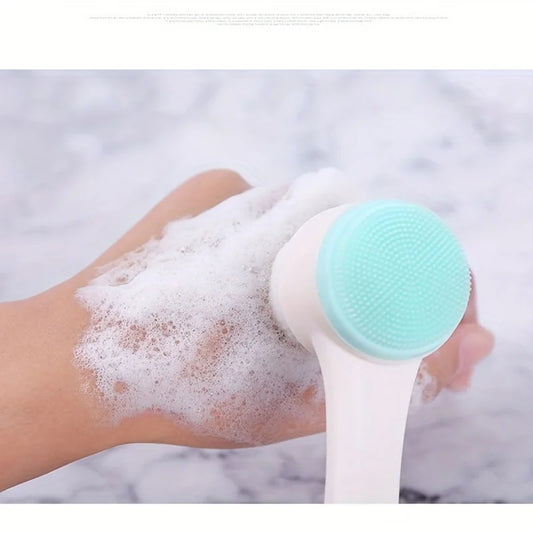 Gentle Silicone Facial Cleansing Brush – Dual-Sided Manual Pore Exfoliator for All Skin Type