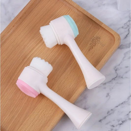 Gentle Silicone Facial Cleansing Brush – Dual-Sided Manual Pore Exfoliator for All Skin Type