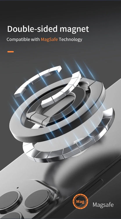 MagSafe-Compatible Magnetic Ring Phone Holder – 360° Rotating Stand & Grip for iPhone & Android