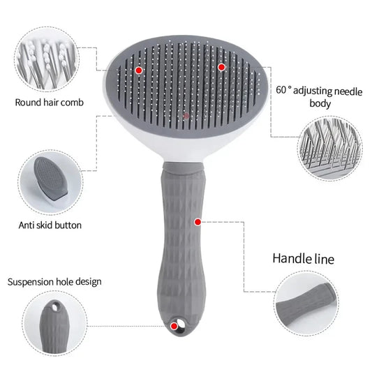 Self-Cleaning Pet Grooming Brush – Stainless Steel Comb for Cats & Dogs