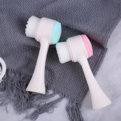 Gentle Silicone Facial Cleansing Brush – Dual-Sided Manual Pore Exfoliator for All Skin Type