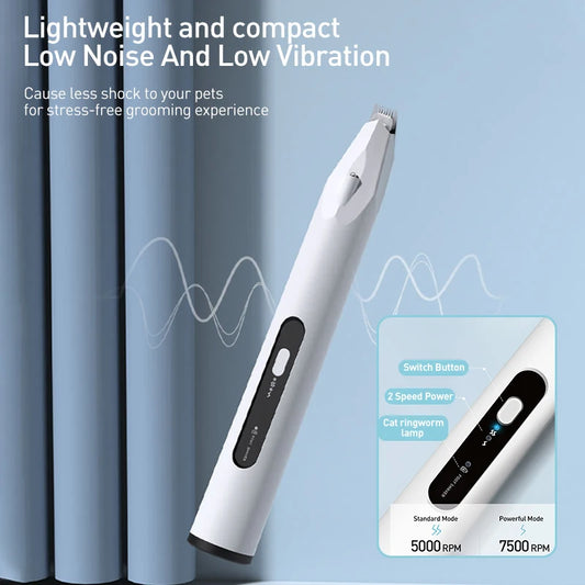 Quiet Pet Paw Trimmer with LED Light – Precise, Stress-Free Grooming for Dogs & Cats