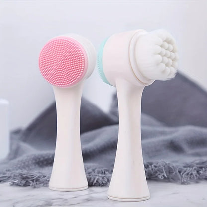 Gentle Silicone Facial Cleansing Brush – Dual-Sided Manual Pore Exfoliator for All Skin Type