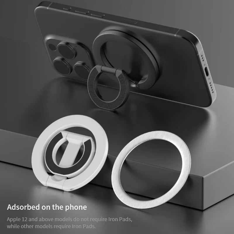 MagSafe-Compatible Magnetic Ring Phone Holder – 360° Rotating Stand & Grip for iPhone & Android