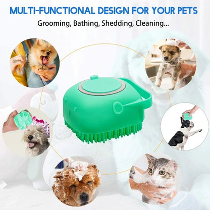 2-in-1 Silicone Pet Shampoo Brush & Massager | Dog & Cat Bath Scrubber