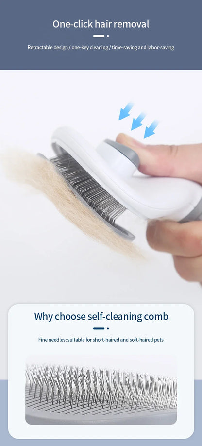 Self-Cleaning Pet Grooming Brush – Stainless Steel Comb for Cats & Dogs